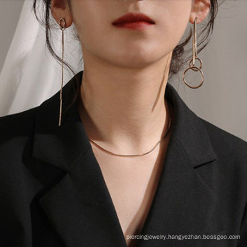 Chinese Custom Stainless Steel Asymmetrical Tassel Earrings For Women 2021